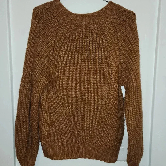 NWT American Eagle brown knit sweater vneck longsleeve oversized XS - Picture 2 of 4
